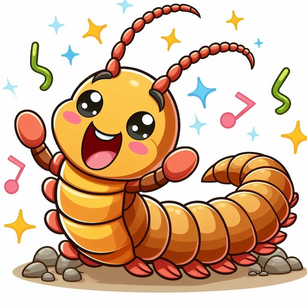 Vector cute centipede vector cartoon illustration