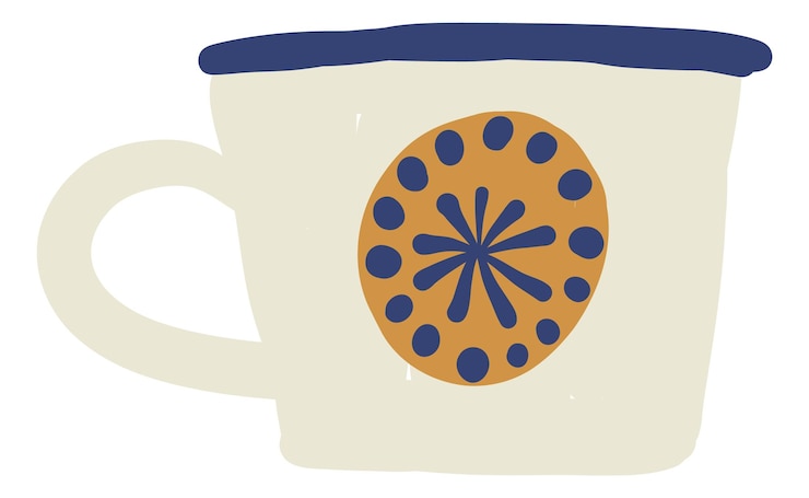 Vector cute ceramic mug decorative hand drawn cup