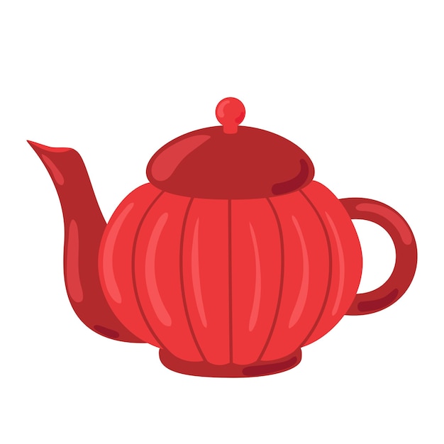 Premium Vector | Cute ceramic teapot side view decorated with design ...