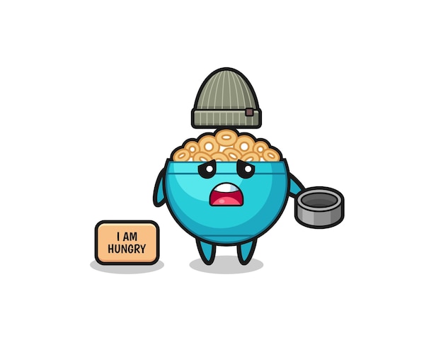 Cute cereal bowl beggar cartoon character