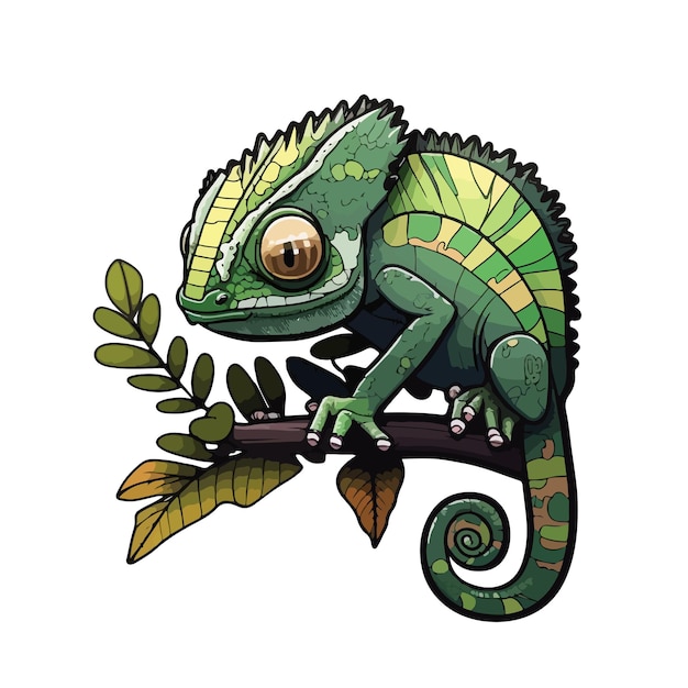 Cute chameleon cartoon style