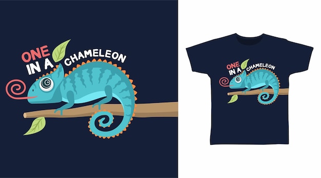 Cute chameleon cartoon t shirt design