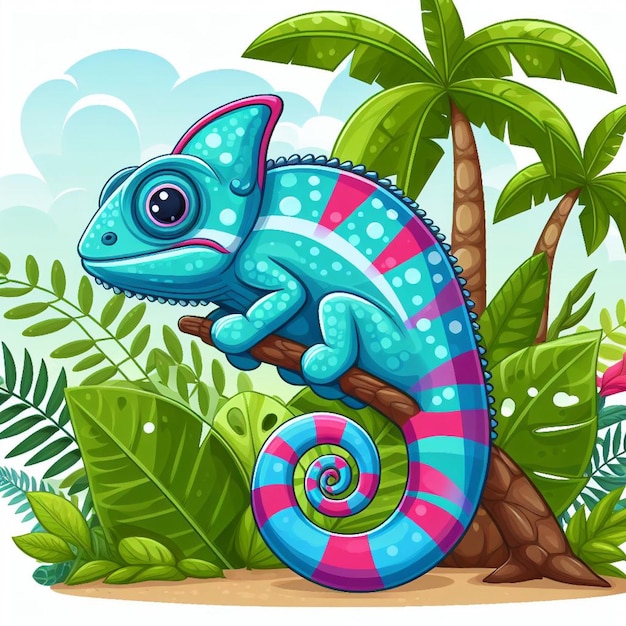 Cute Chameleon Vector Cartoon illustration