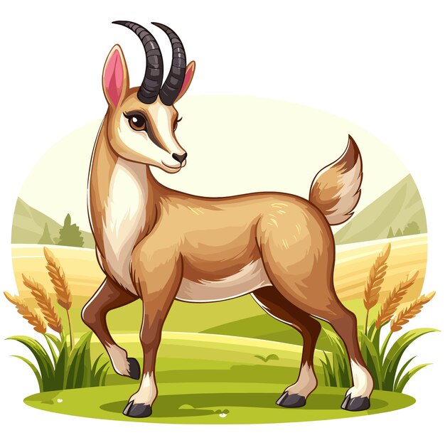 Vector cute chamois vector cartoon illustration