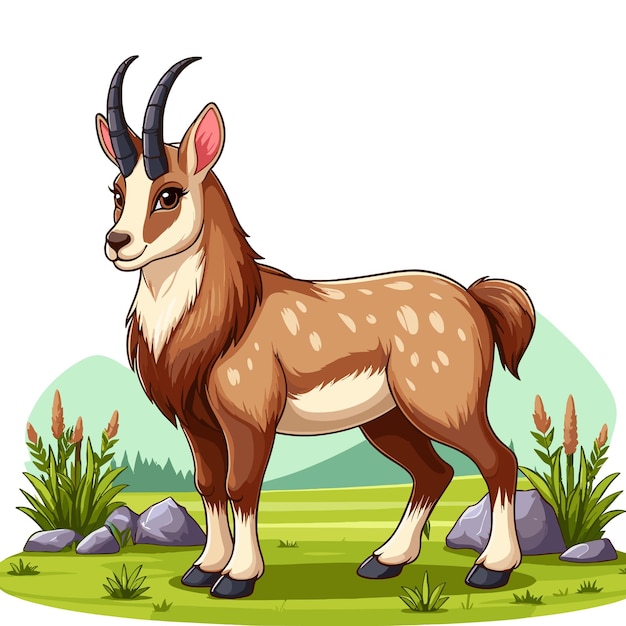 Vector cute chamois vector cartoon illustration