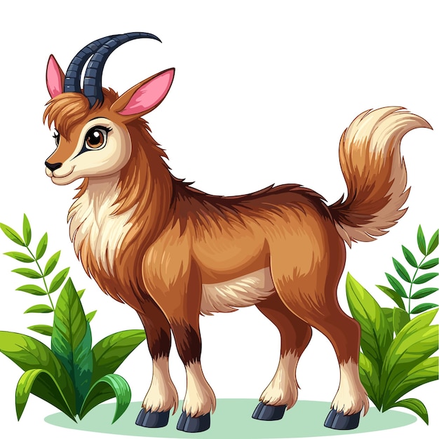 Vector cute chamois vector cartoon illustration