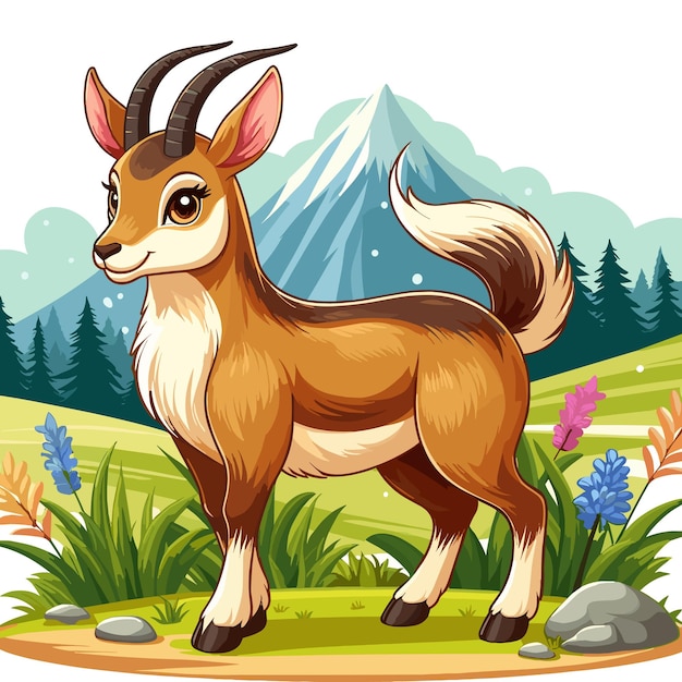 Vector cute chamois vector cartoon illustration