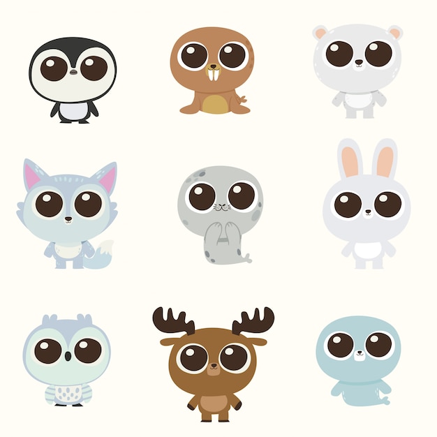 Vector cute character arctic animal