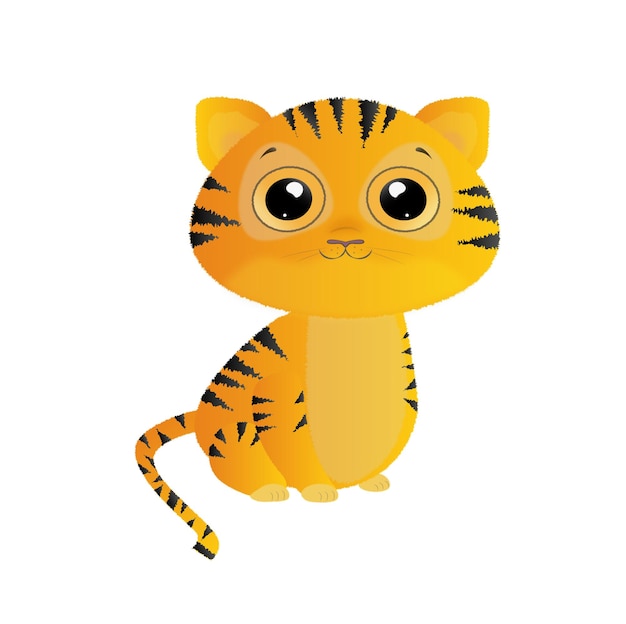 Cute character baby tiger with big eyes