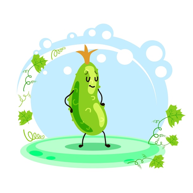 Vector cute character cucumber location cartoon style card for teaching children vector stock illustration xa