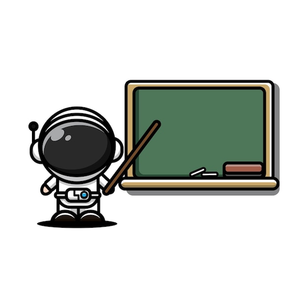 Carino disegno di personaggi per l'astronauta per diventare un insegnante