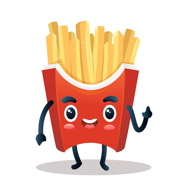 Vector cute character french fries with pretty color