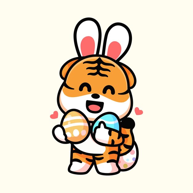 Vector cute character is holding easter egg