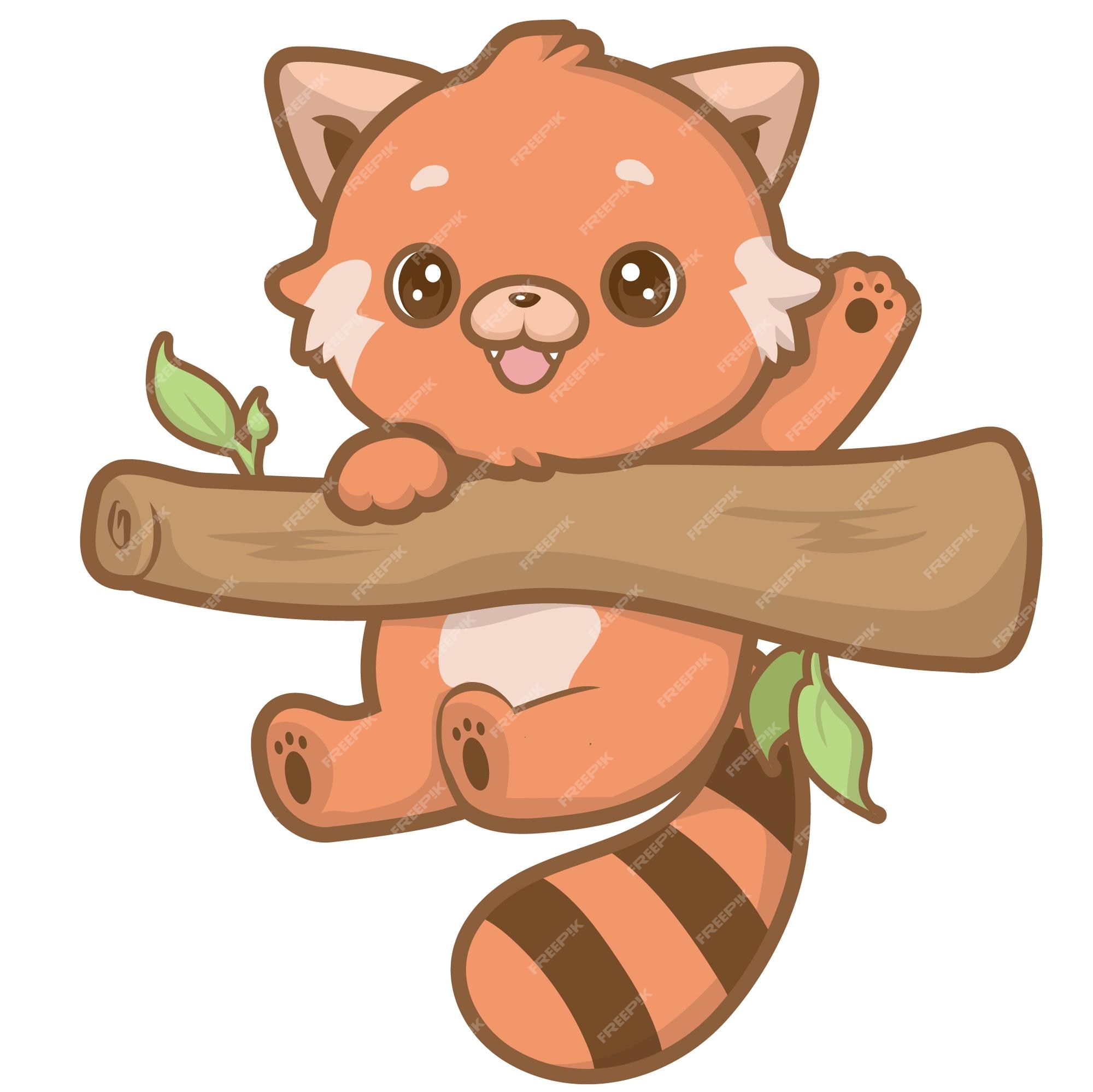 Premium Vector, Cute little panda hanging in the tree