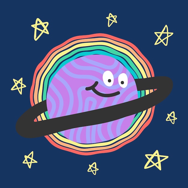 Vector cute character space aliens stars and planets vector