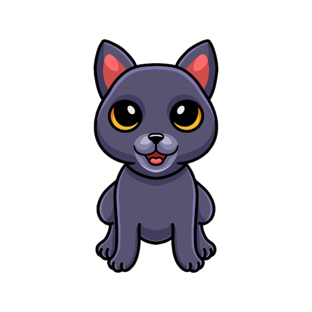 Cute chartreux cat cartoon sitting