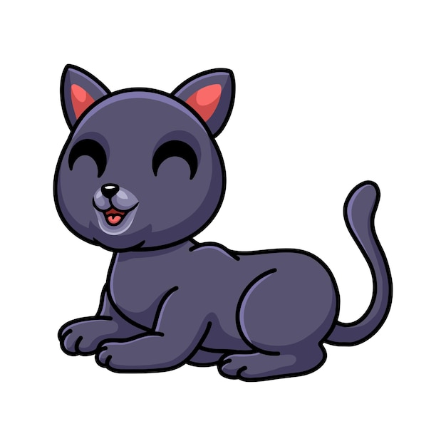 Cute chartreux cat cartoon sitting