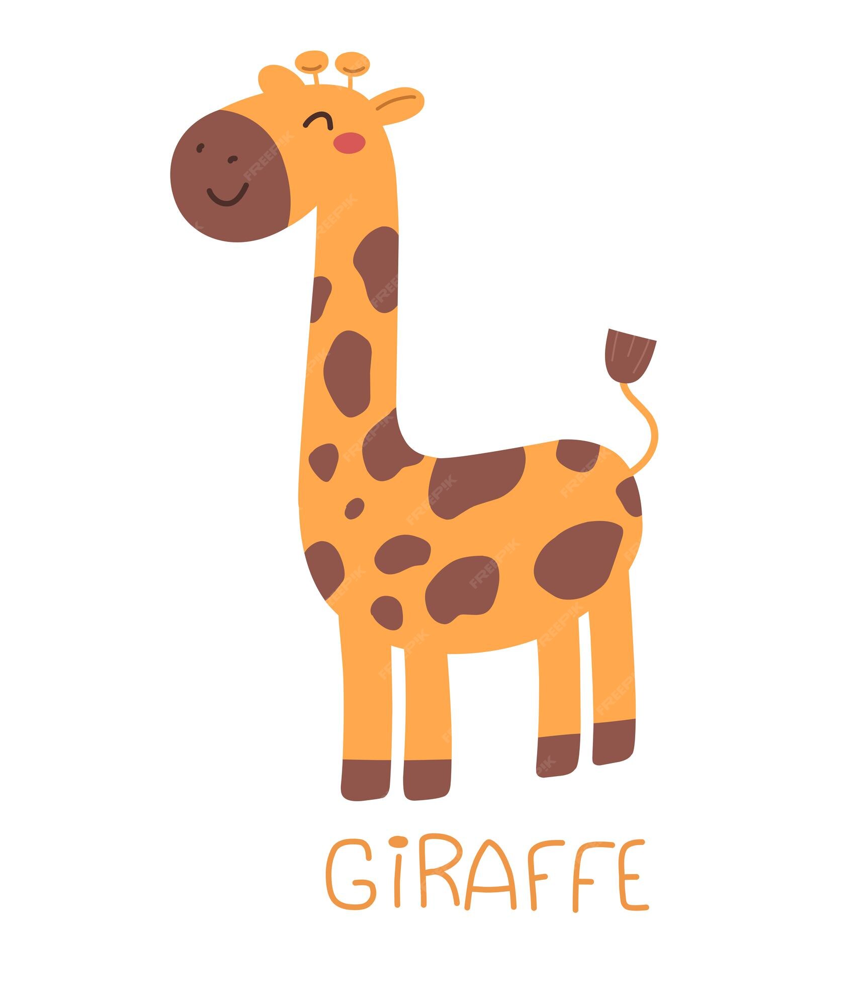 Premium Vector | Cute and cheerful giraffe with the word giraffe