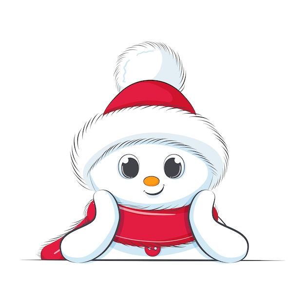 Vector cute cheerful snowman