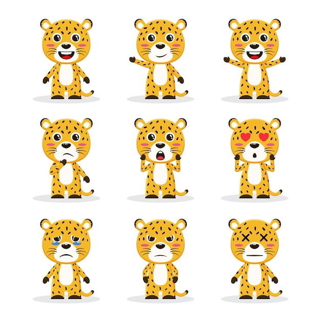 Cute cheetah character bundle