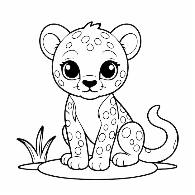 Vector cute cheetah coloring book for kids