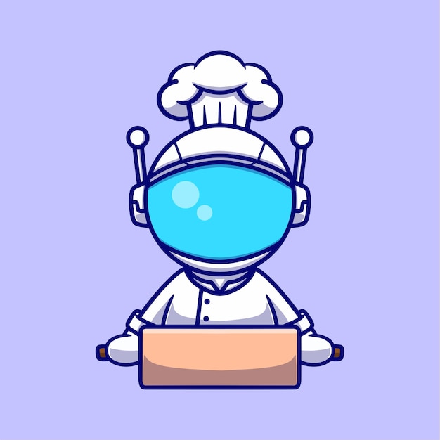 Vettore cute chef astronauta cartoon vector icon illustration concetto di icona animale isolato vettore premium