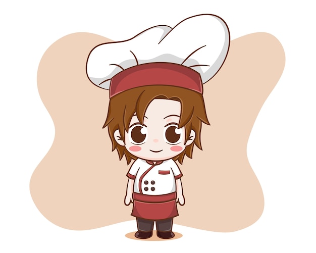 Cute chef boy cartoon illustration