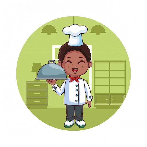 Cute chef boy cartoon