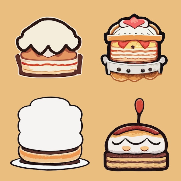 Cute chef cake food restaurant logo 2D hand drawn cartoon art vector