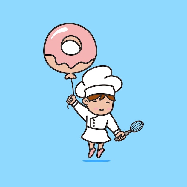 Vector cute chef cartoon logo, flat design style