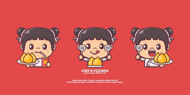 cute chef cartoon with coxinha brazilian food vector illustration