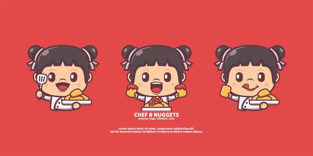 cute chef cartoon with nuggets