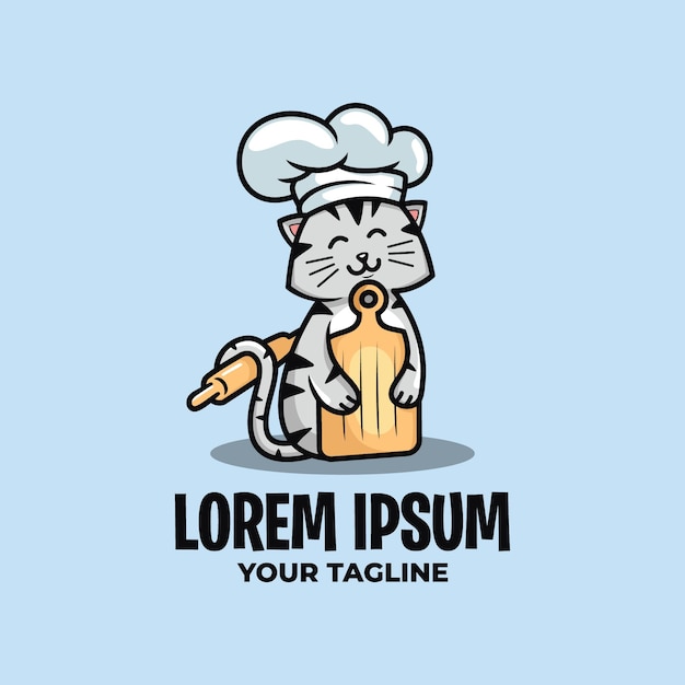 Vector cute chef cat logo