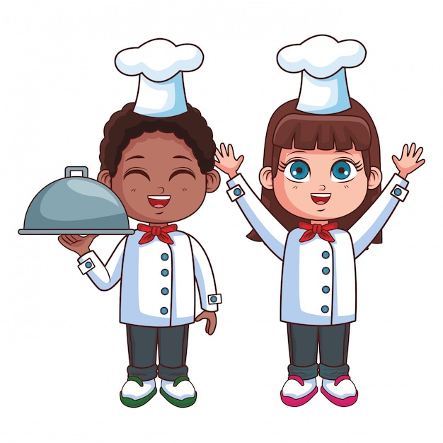 Vector cute chef children cartoon