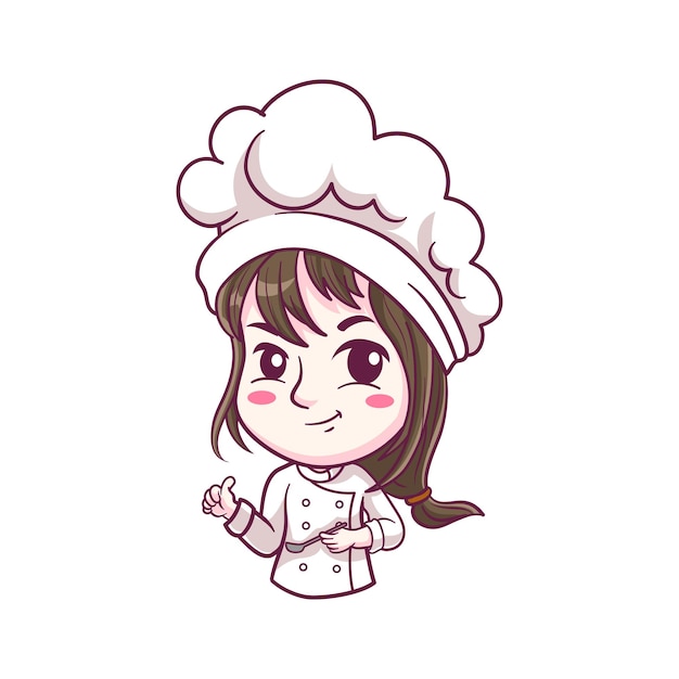 Cute chef girl cartoon character