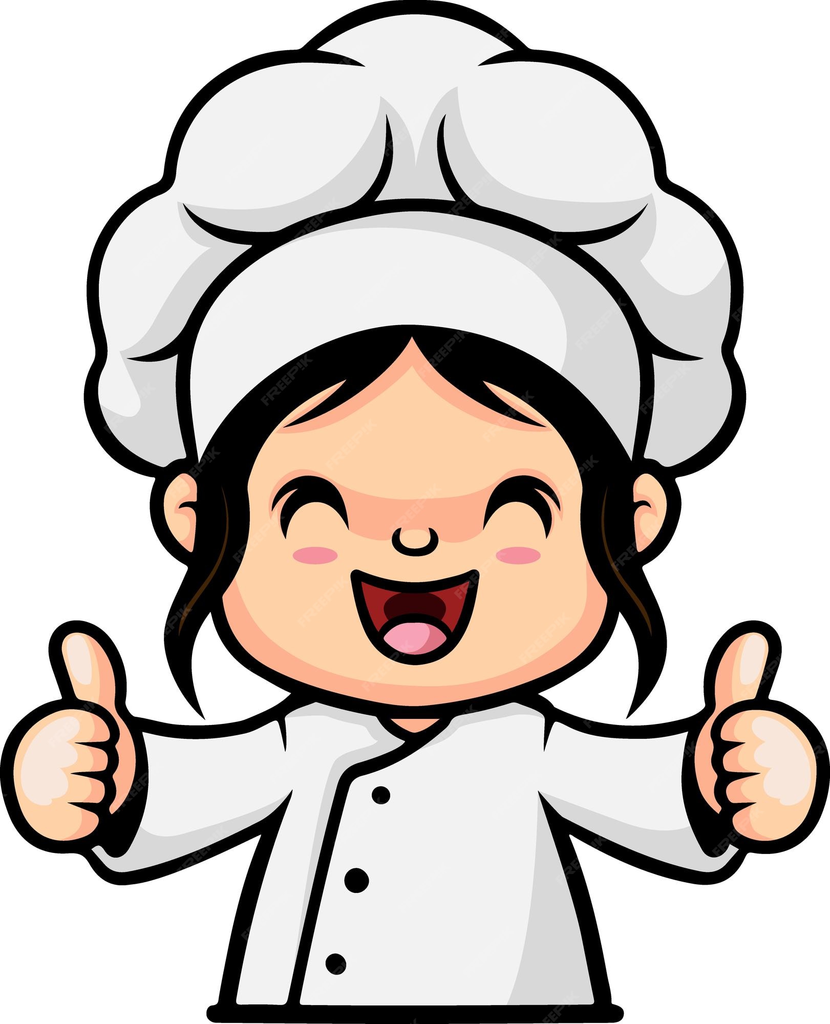 Premium Vector | Cute chef girl cartoon giving thumbs up