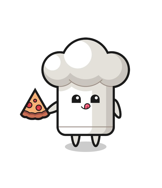 Cute chef hat cartoon eating pizza cute style design for t shirt sticker logo element