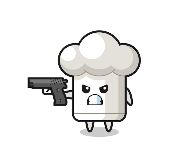 The cute chef hat character shoot with a gun , cute style design for t shirt, sticker, logo element