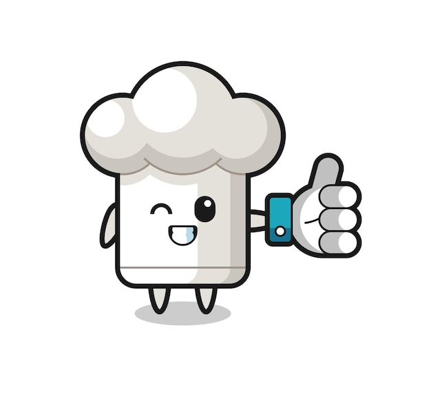 Cute chef hat with social media thumbs up symbol , cute style design for t shirt, sticker, logo element