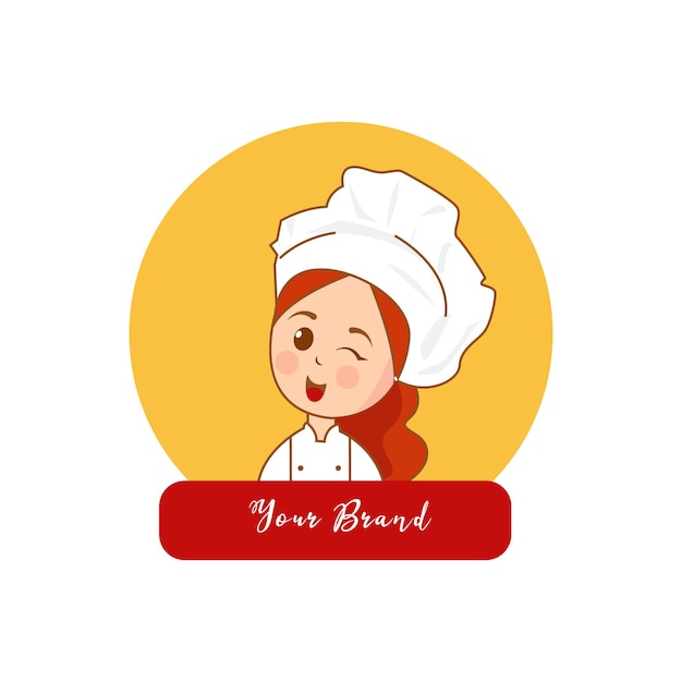 Cute chef logo vector illustration for your brand