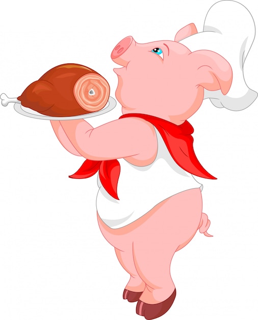 Vector cute chef pig cartoon