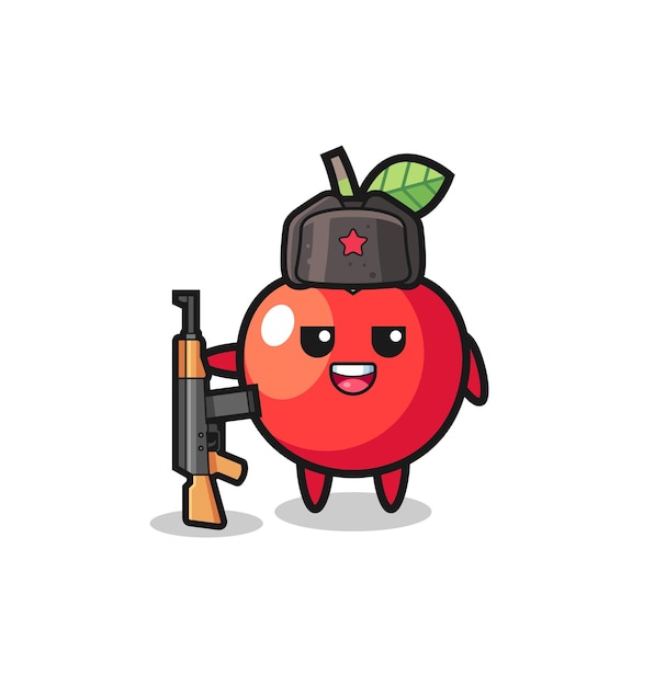 Cute cherry cartoon as russian army cute design