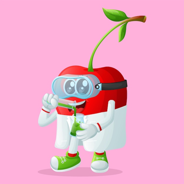 Vector cute cherry character as scientists