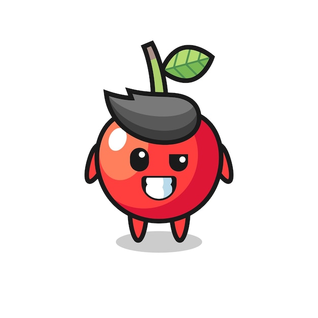 Cute cherry mascot with an optimistic face cute style design for t shirt sticker logo element