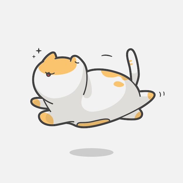 Cute chibbi cat running art illustration