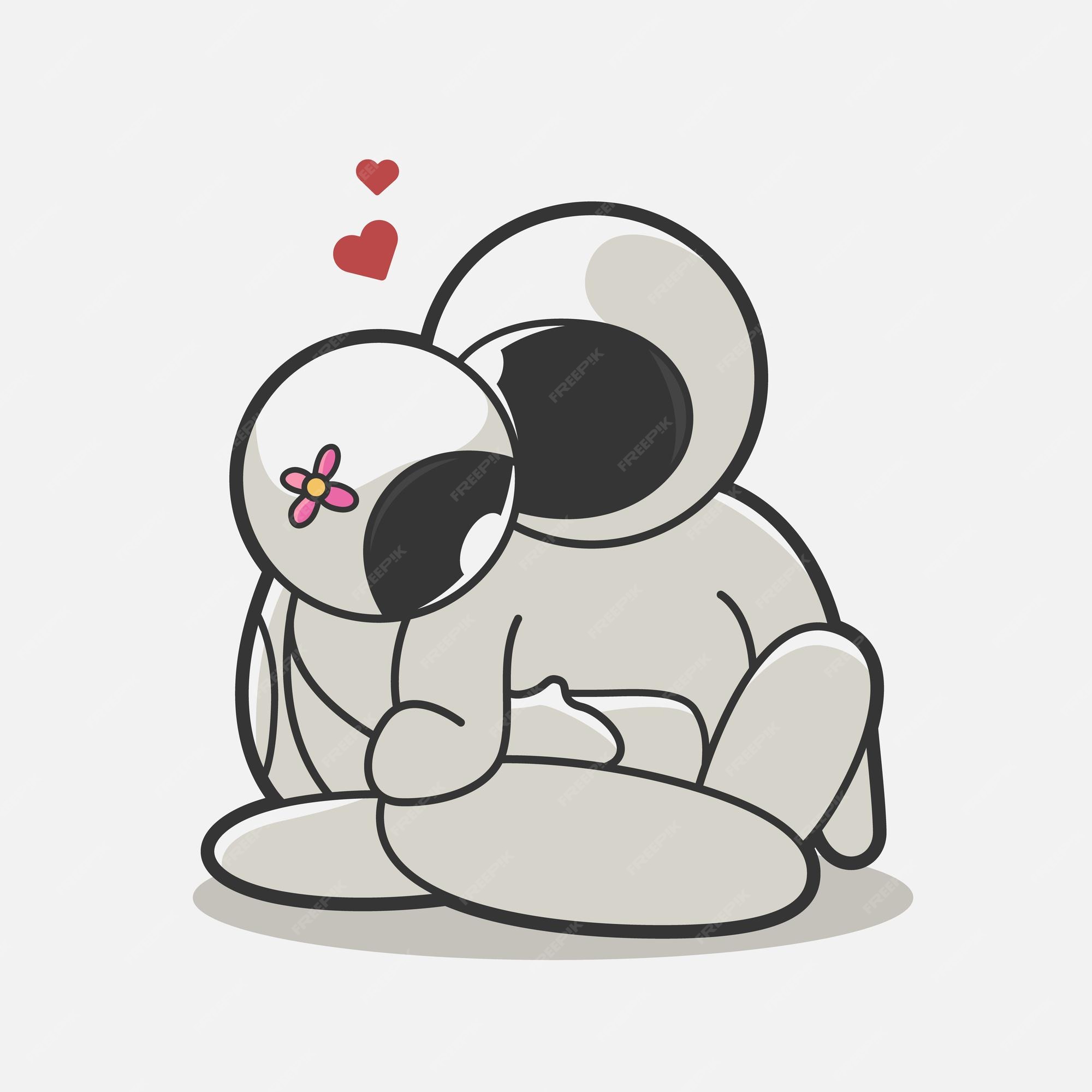 Premium Vector  Cute couple astronauts hug art illustrations