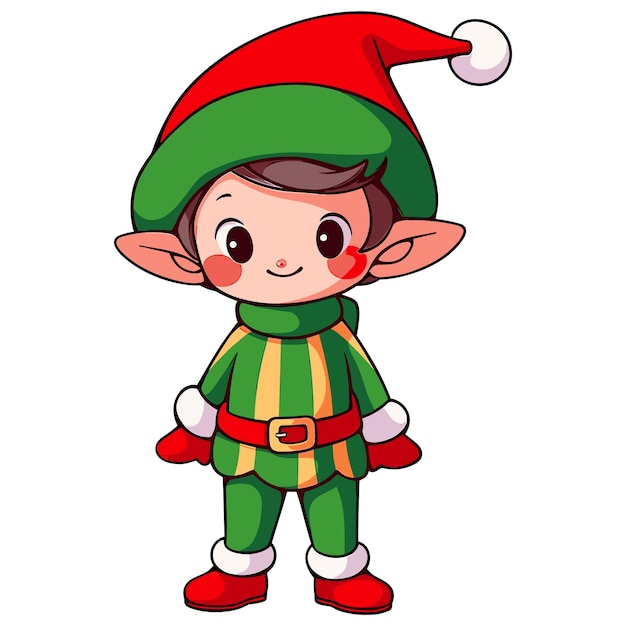 Vector cute chibi christmas elf boy