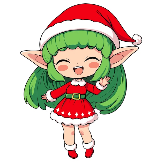 Cute Chibi Christmas Elf Clipart