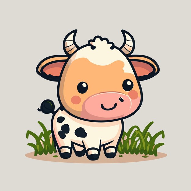 Cute Chibi Cow Kawaii Illustration