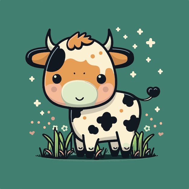 Premium Vector | Cute chibi cow kawaii illustration